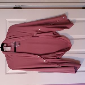 LOGO mauve long sleeve shrug w/ adjustable buttons on slvs,XL/1X,ray/span,NWOT.